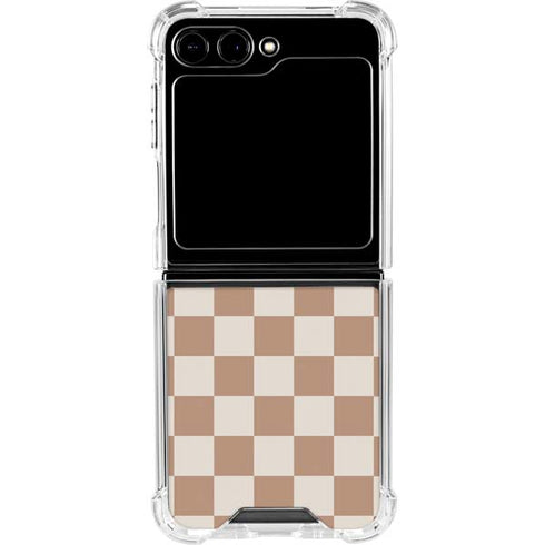 Neutral Checkered Galaxy Z Flip6 Clear Case